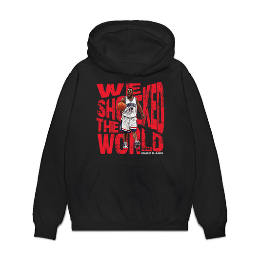 UConn - Men's Basketball Legends : Khalid El-Amin - Caricature Premium Hooded Sweatshirt-0