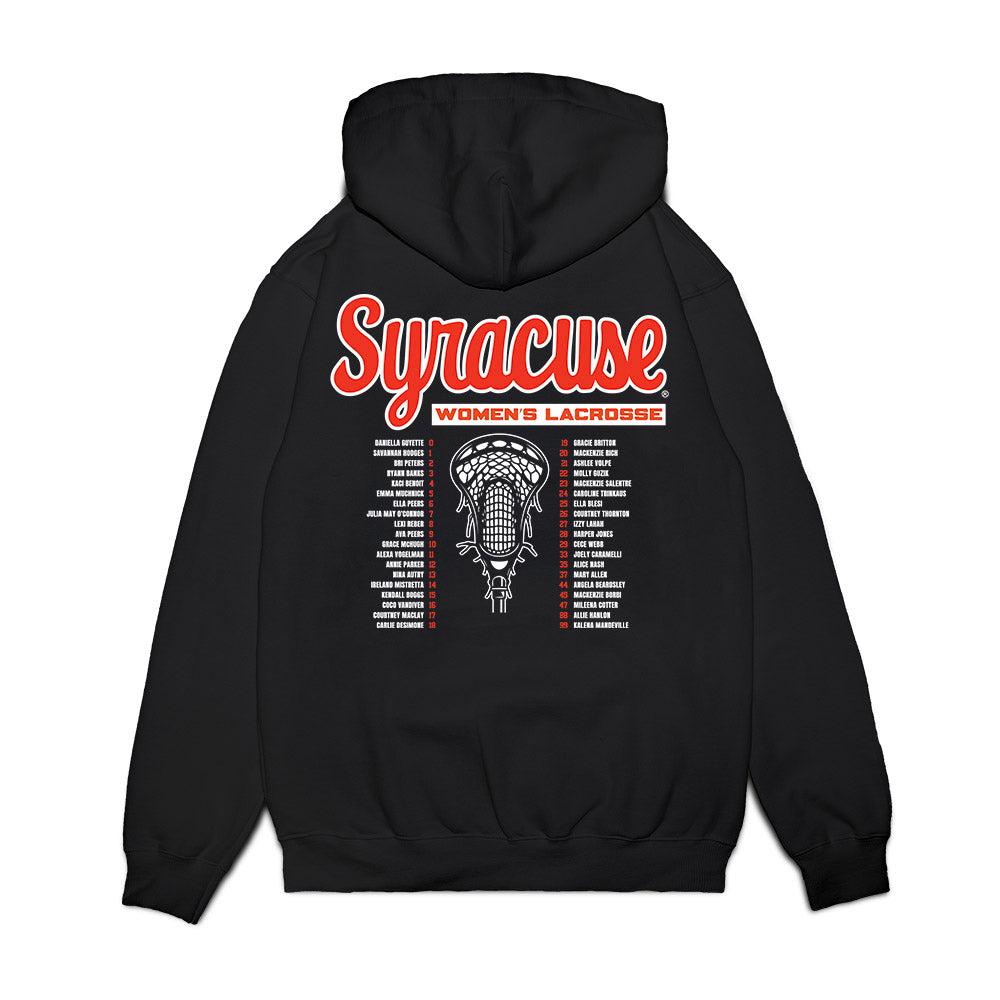 Syracuse - NCAA Womens Lacrosse : 2026 NCAA Championship Roster List Premium Hooded Sweatshirt-1