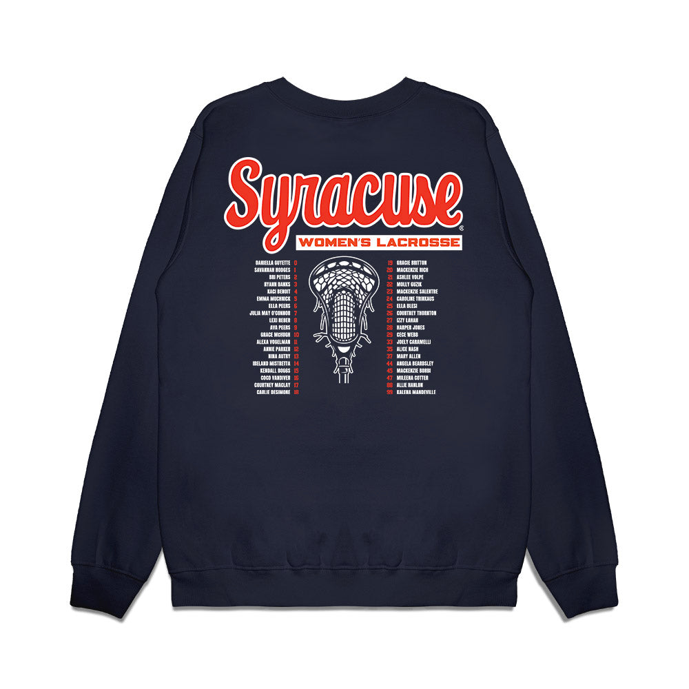 Syracuse - NCAA Womens Lacrosse : 2026 NCAA Championship Roster List Premium Crewneck Sweatshirt-1