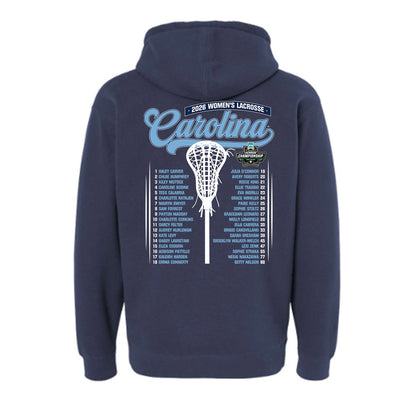UNC - NCAA Women's Lacrosse : 2026 NCAA Championship Roster List Hooded Pullover Sweatshirt-1