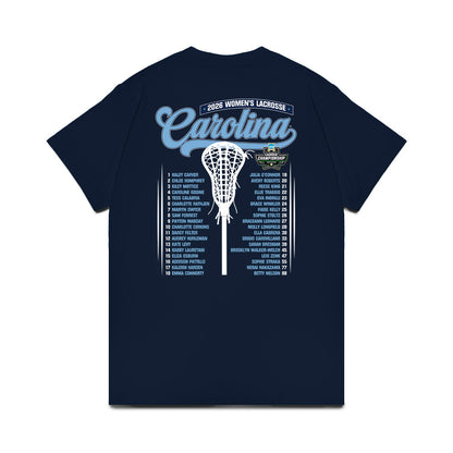 UNC - NCAA Women's Lacrosse : 2026 NCAA Championship Roster List Comfort Colors T-Shirt-1