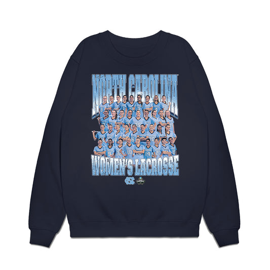 UNC - NCAA Women's Lacrosse : 2026 NCAA Championship Team Collage Premium Crewneck Sweatshirt-0