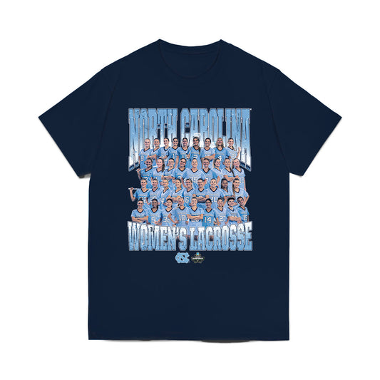 UNC - NCAA Women's Lacrosse : 2026 NCAA Championship Team Collage Comfort Colors T-Shirt-0