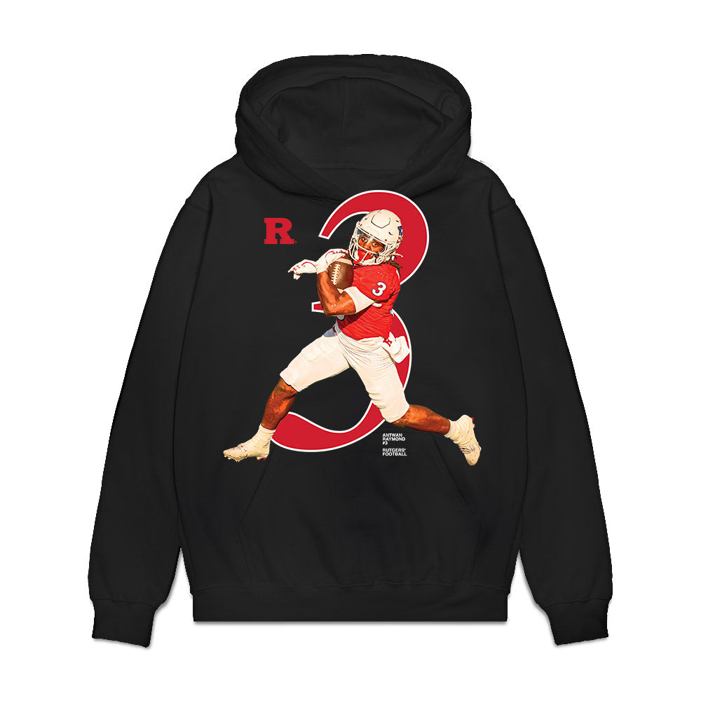 Rutgers - NCAA Football : Antwan Raymond - Graphic Premium Hooded Sweatshirt-0