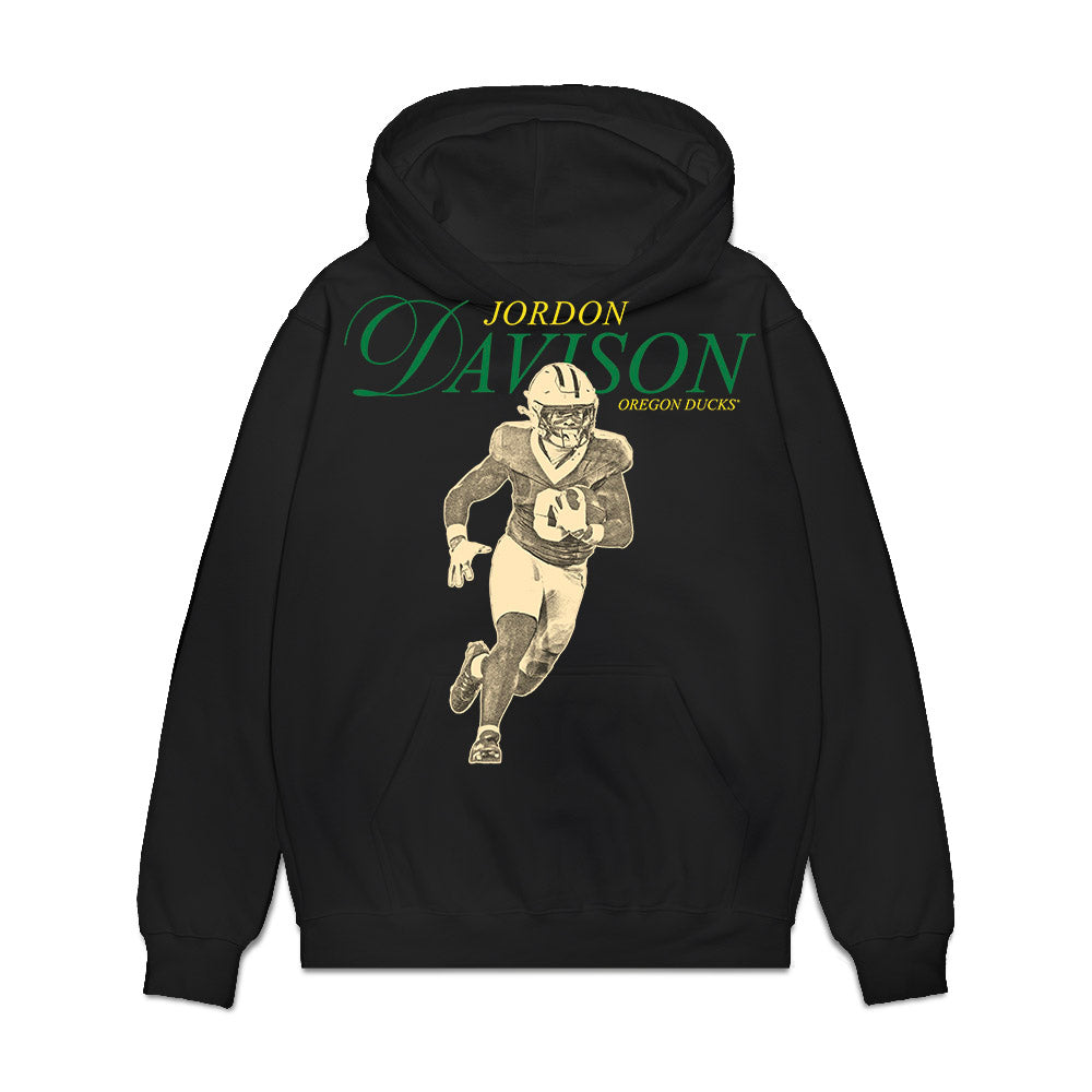 Oregon - NCAA Football : Jordon Davison - Graphic Premium Hooded Sweatshirt-0