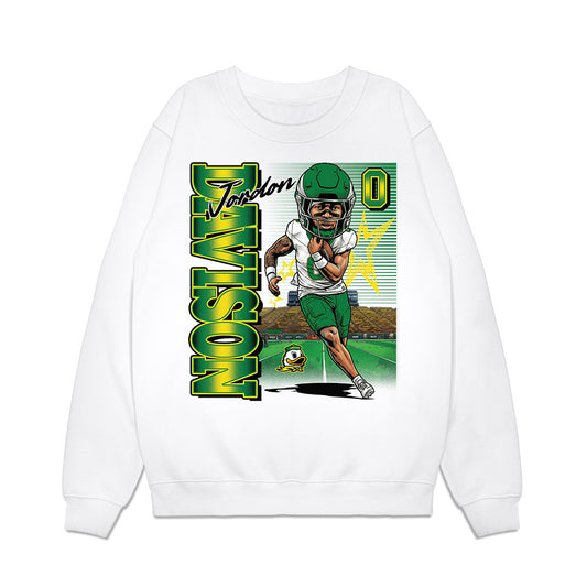 Oregon - NCAA Football : Jordon Davison - Caricature Premium Crewneck Sweatshirt-0