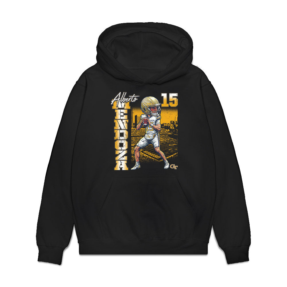 Georgia Tech - NCAA Football : Alberto Mendoza - Caricature Premium Hooded Sweatshirt-0