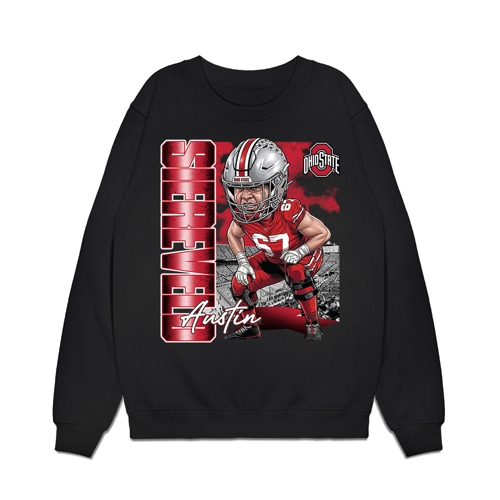 Ohio State - NCAA Football : Austin Siereveld - Caricature Premium Crewneck Sweatshirt-0