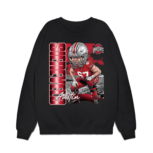 Ohio State - NCAA Football : Austin Siereveld - Caricature Premium Crewneck Sweatshirt-0