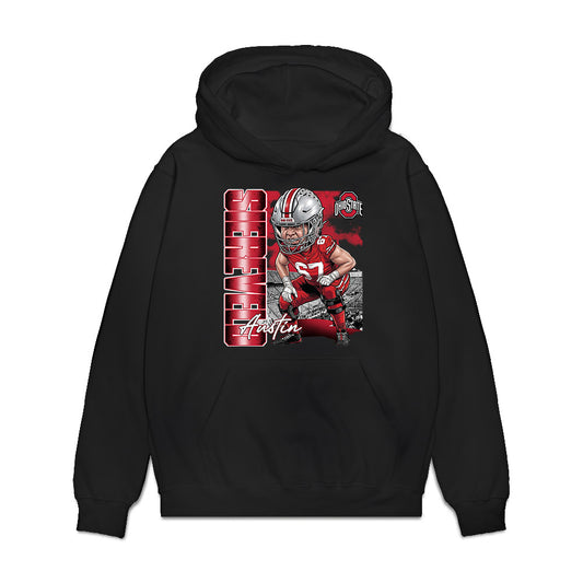 Ohio State - NCAA Football : Austin Siereveld - Caricature Premium Hooded Sweatshirt-0