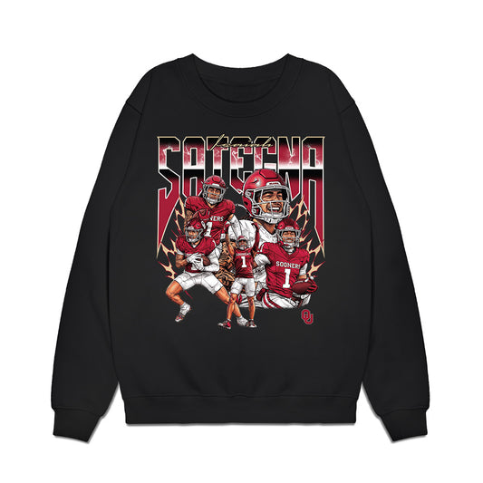 Oklahoma - NCAA Football : Isaiah Sategna III - Caricature Premium Crewneck Sweatshirt-0