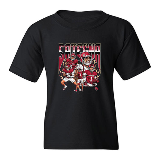 Oklahoma - NCAA Football : Isaiah Sategna III - Caricature Youth T-Shirt-0