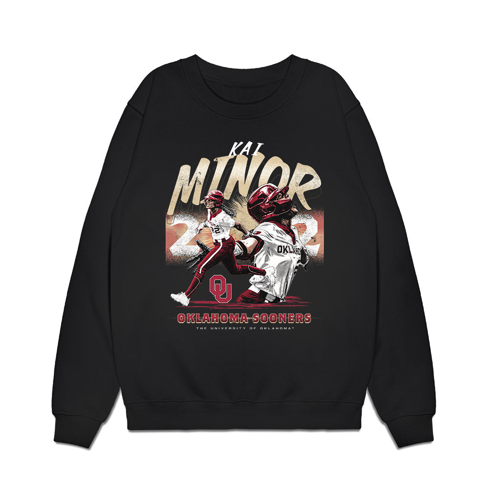 Oklahoma - NCAA Softball : Kai Minor - Conference Freshman of the Year Premium Crewneck Sweatshirt-0