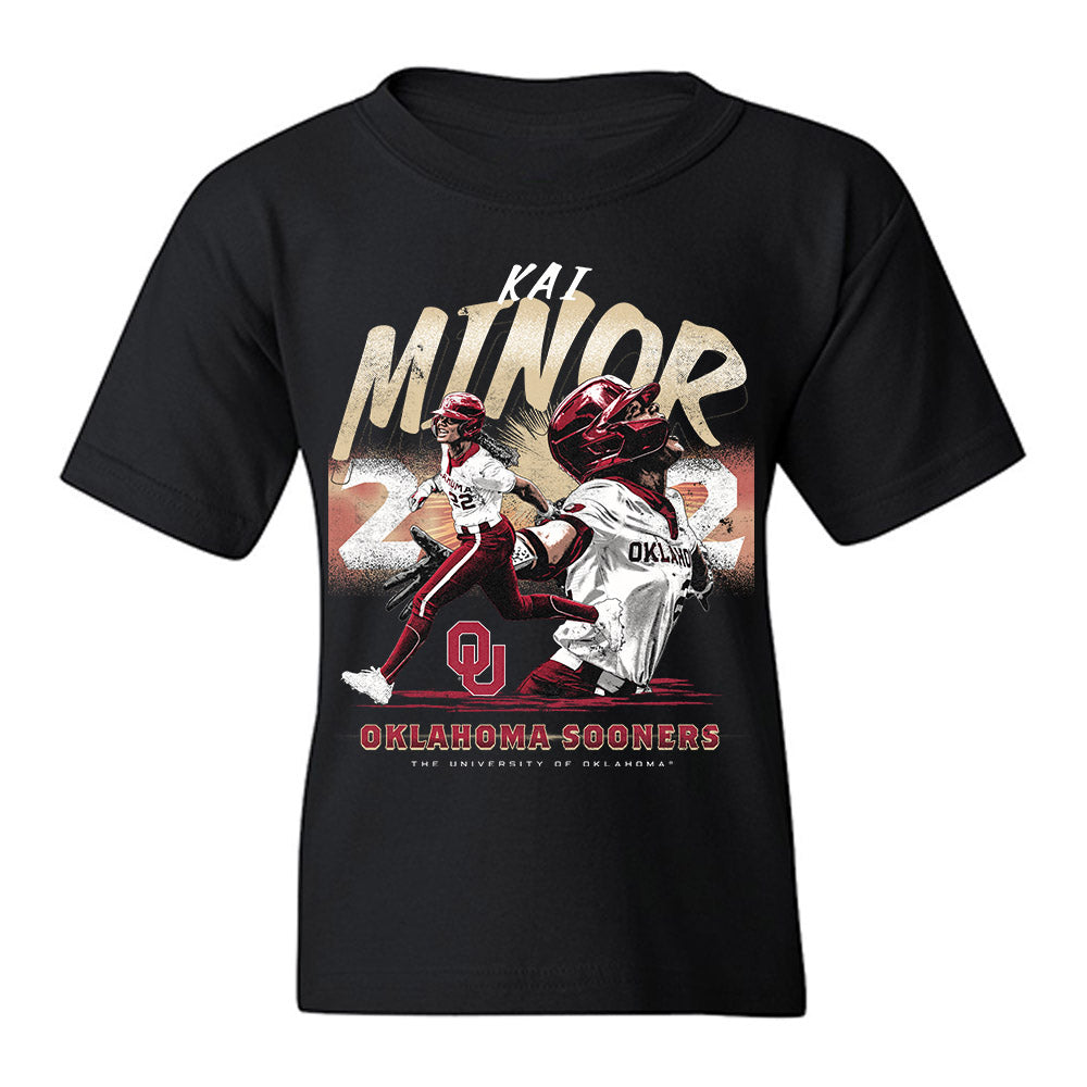 Oklahoma - NCAA Softball : Kai Minor - Conference Freshman of the Year Youth T-Shirt-0