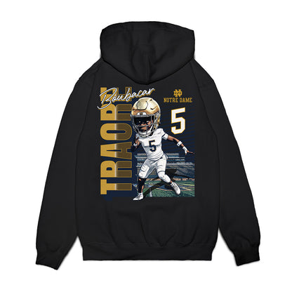 Notre Dame - NCAA Football : Boubacar Traore - Caricature Premium Hooded Sweatshirt-1