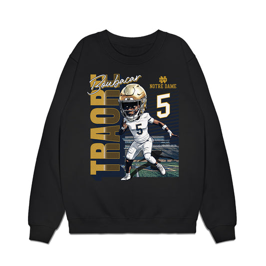 Notre Dame - NCAA Football : Boubacar Traore - Caricature Premium Crewneck Sweatshirt-0