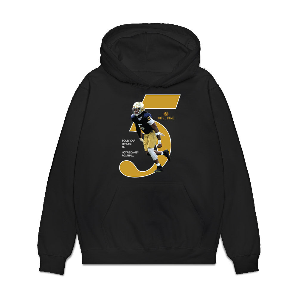 Notre Dame - NCAA Football : Boubacar Traore - Graphic Premium Hooded Sweatshirt-0