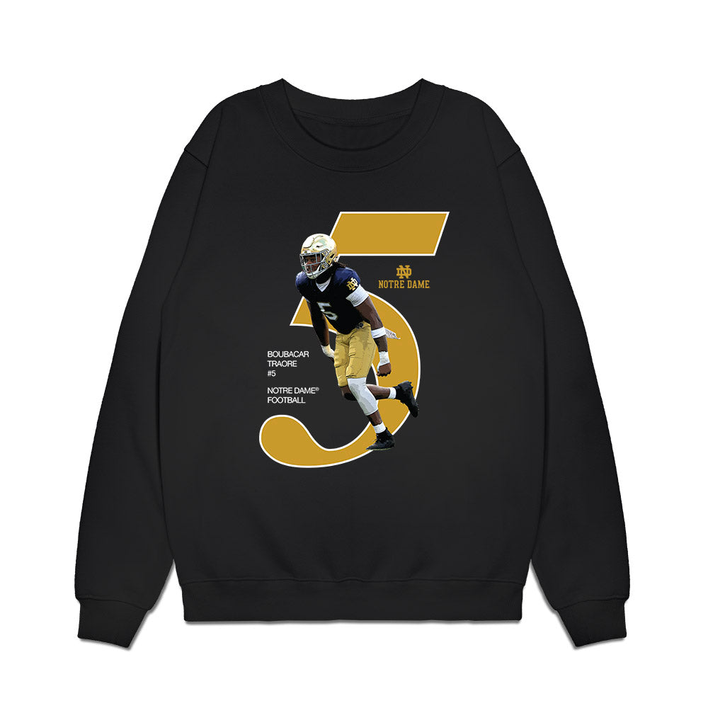 Notre Dame - NCAA Football : Boubacar Traore - Graphic Premium Crewneck Sweatshirt-0