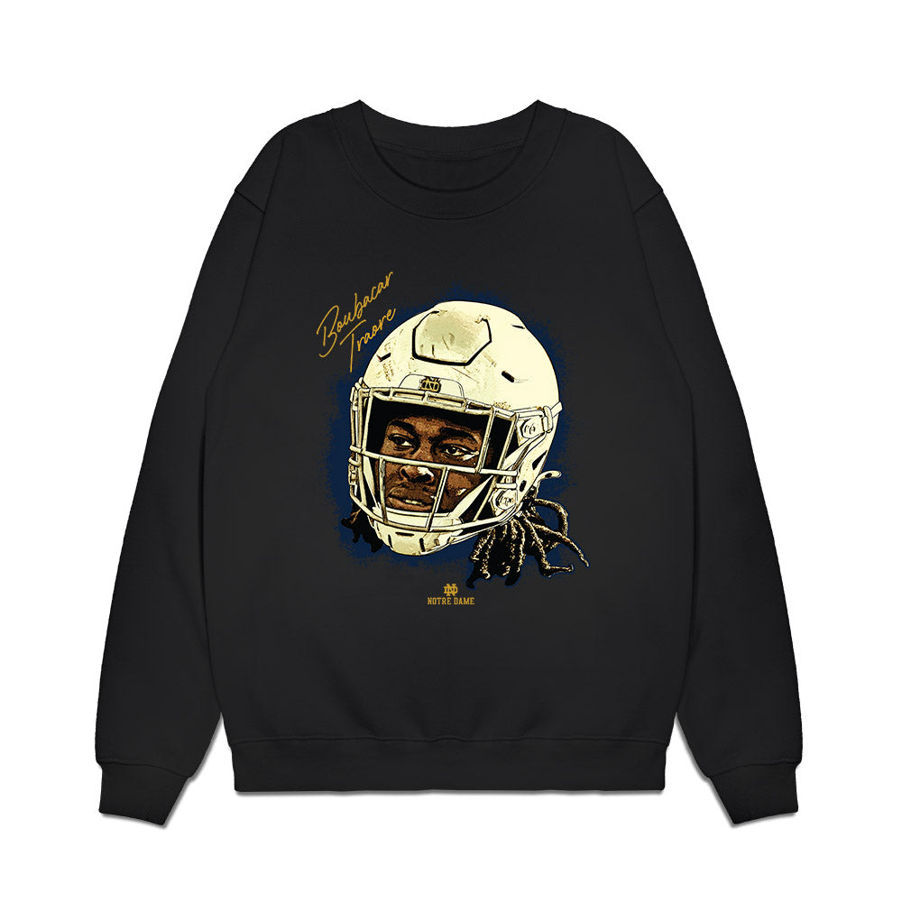 Notre Dame - NCAA Football : Boubacar Traore - Game Face Premium Crewneck Sweatshirt-0