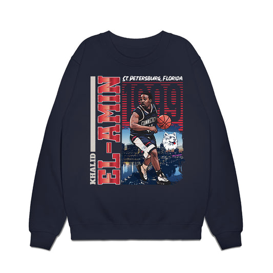 UConn - NCAA Men's Basketball : Khalid El-Amin - Caricature Premium Crewneck Sweatshirt-0