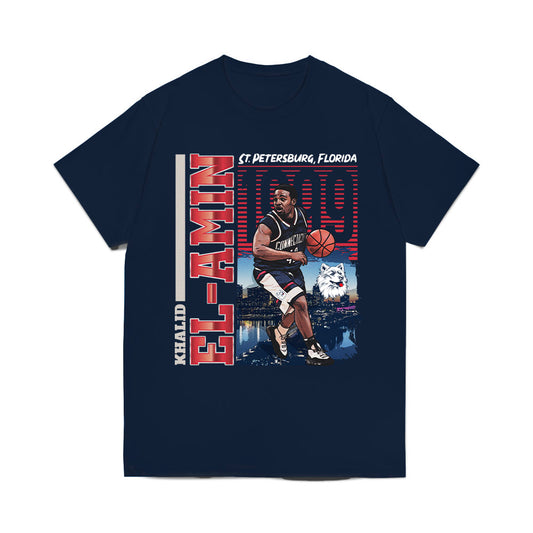UConn - NCAA Men's Basketball : Khalid El-Amin - Caricature Comfort Colors T-Shirt-0