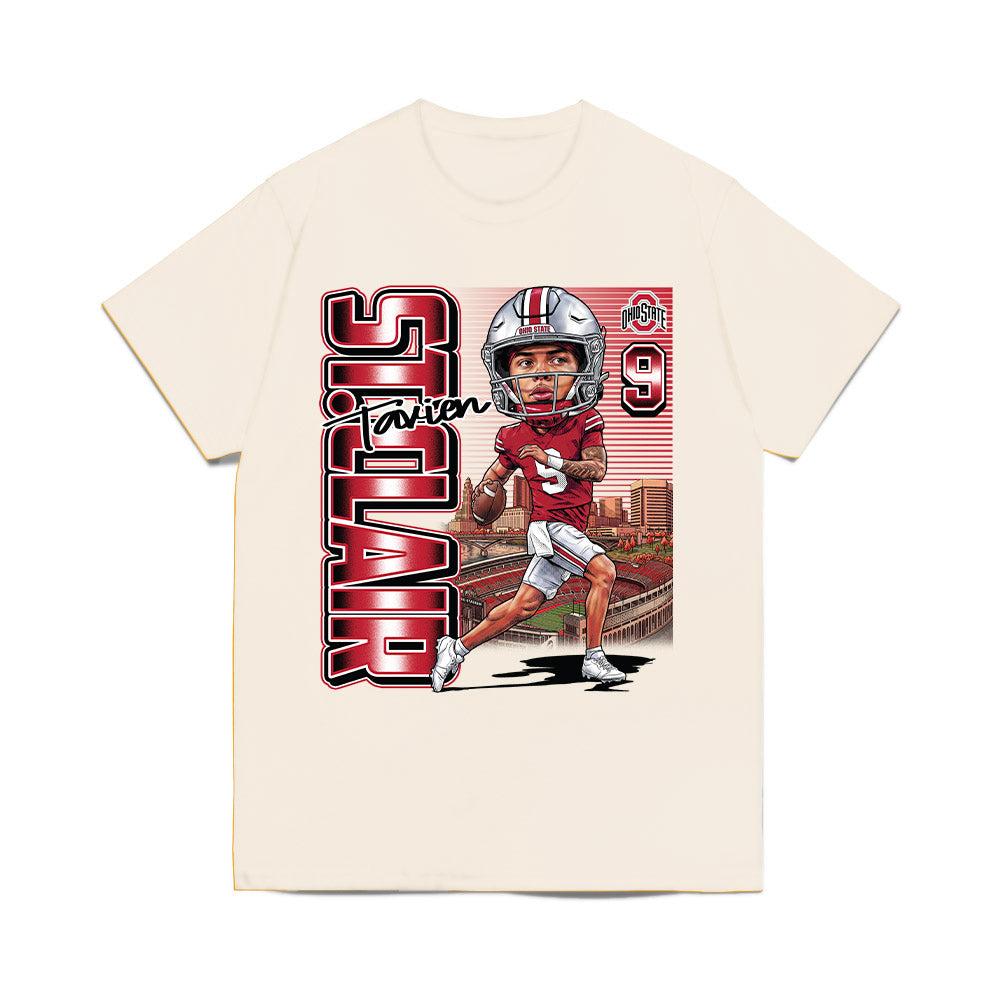Ohio State - NCAA Football : Tavien St. Clair - Individual Caricature Comfort Colors T-Shirt-0
