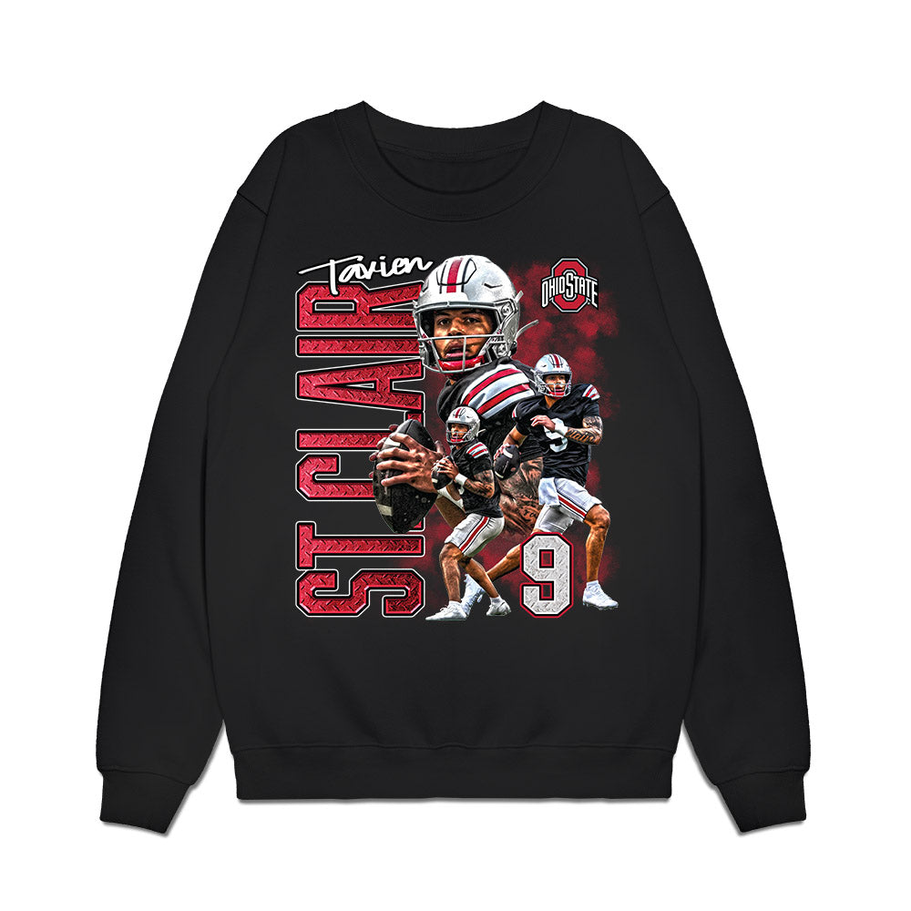 Ohio State - NCAA Football : Tavien St. Clair - Collage Premium Crewneck Sweatshirt-0