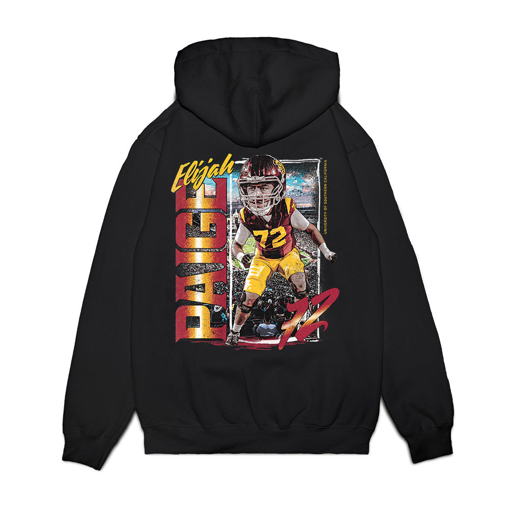USC - NCAA Football : Elijah Paige - Caricature Premium Hooded Sweatshirt-1