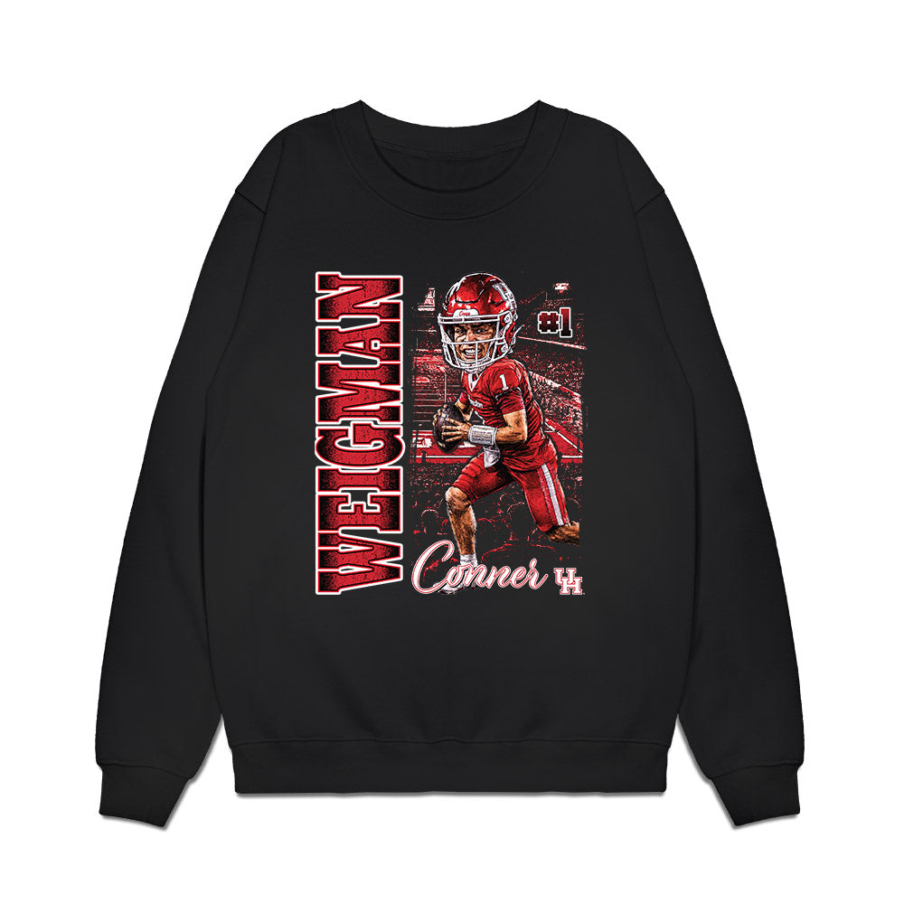 Houston - NCAA Football : Conner Weigman - Caricature Premium Crewneck Sweatshirt-0