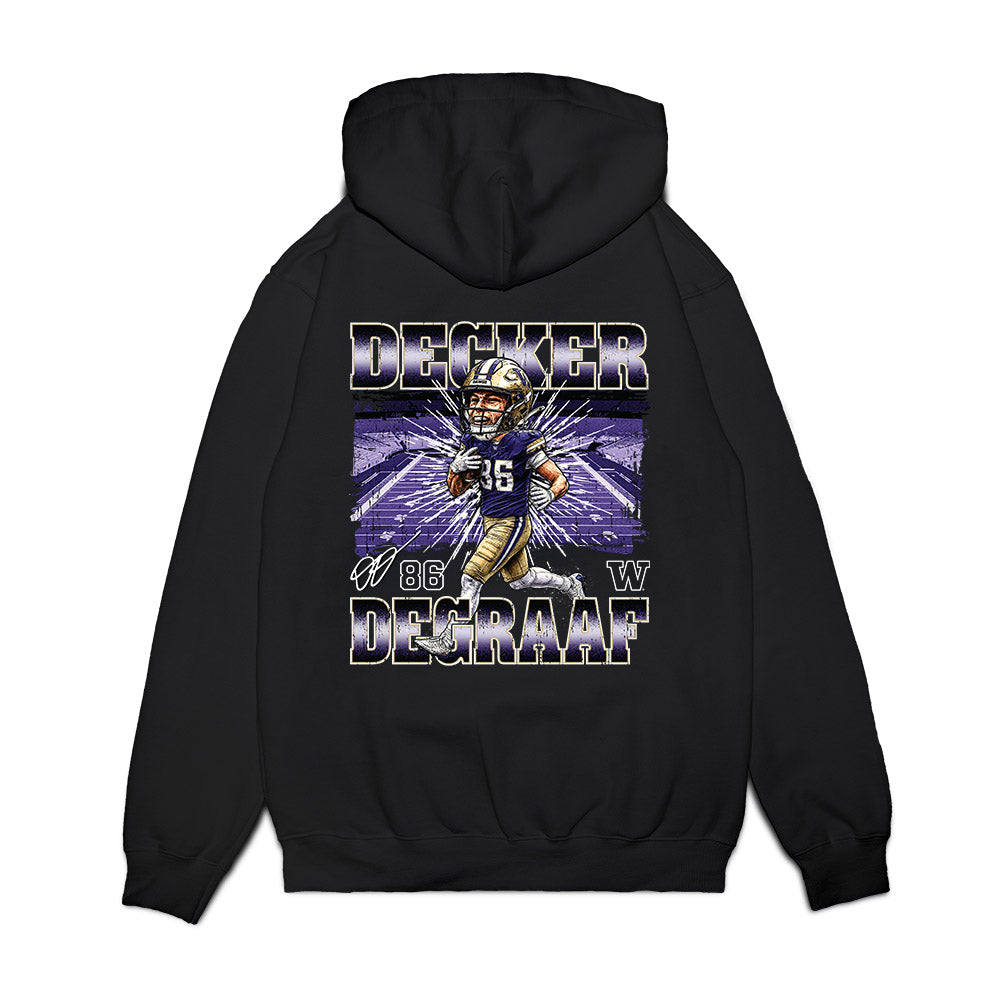 Washington - NCAA Football : Decker DeGraaf - Caricature Premium Hooded Sweatshirt-1
