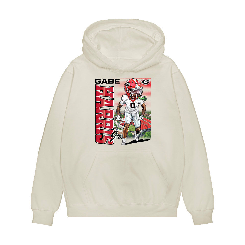 Georgia - NCAA Football : Gabe Harris Jr. - Caricature Premium Hooded Sweatshirt-0