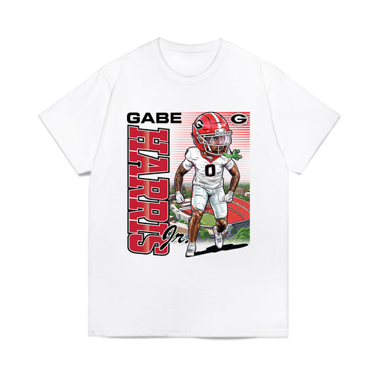 Georgia - NCAA Football : Gabe Harris Jr. - Caricature Comfort Colors T-Shirt-0