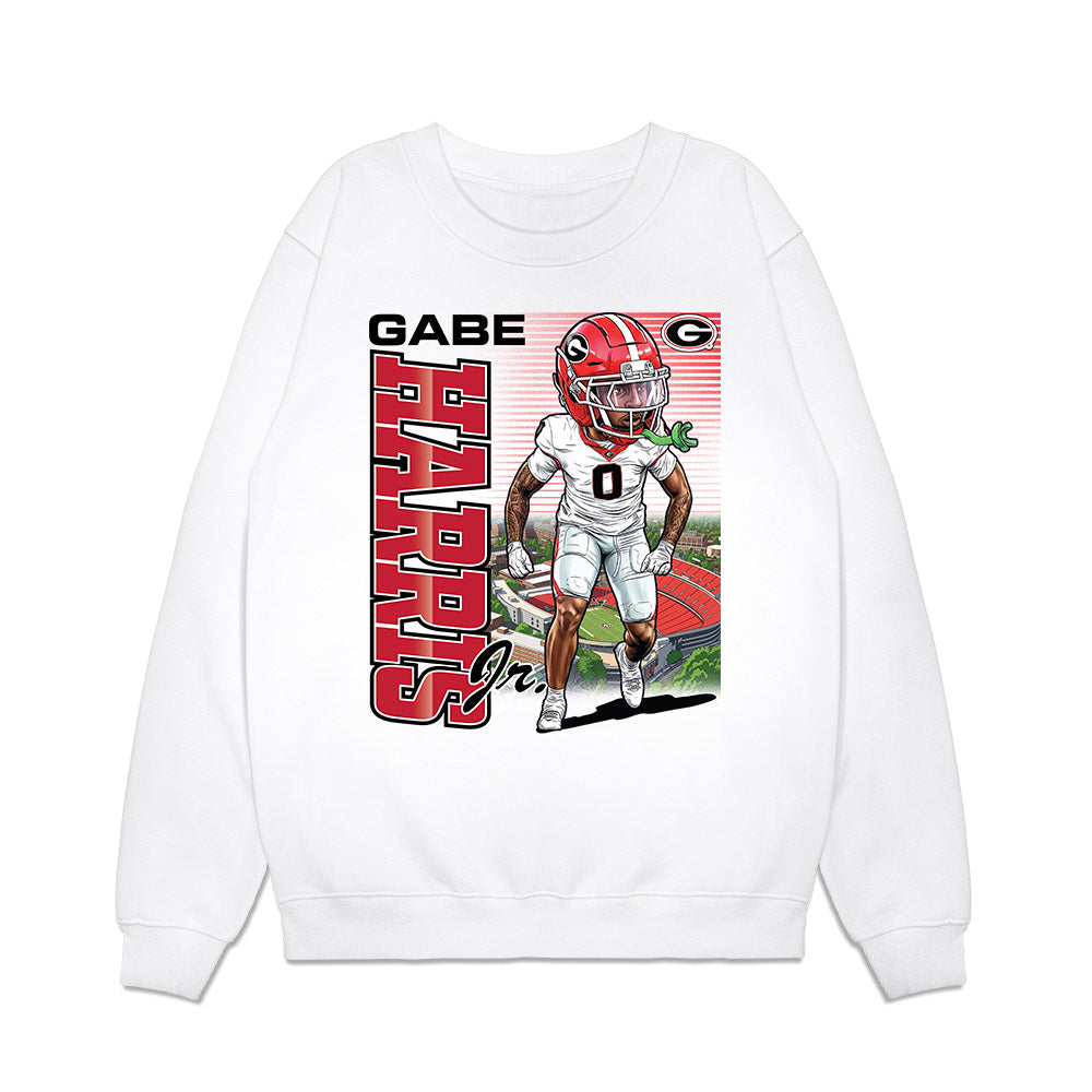 Georgia - NCAA Football : Gabe Harris Jr. - Caricature Premium Crewneck Sweatshirt-0