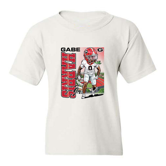 Georgia - NCAA Football : Gabe Harris Jr. - Caricature Youth T-Shirt-0