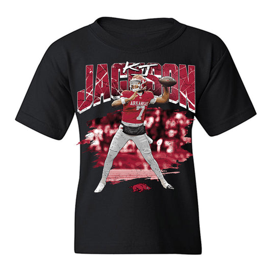 Arkansas - NCAA Football : KJ Jackson - Collage Youth T-Shirt-0