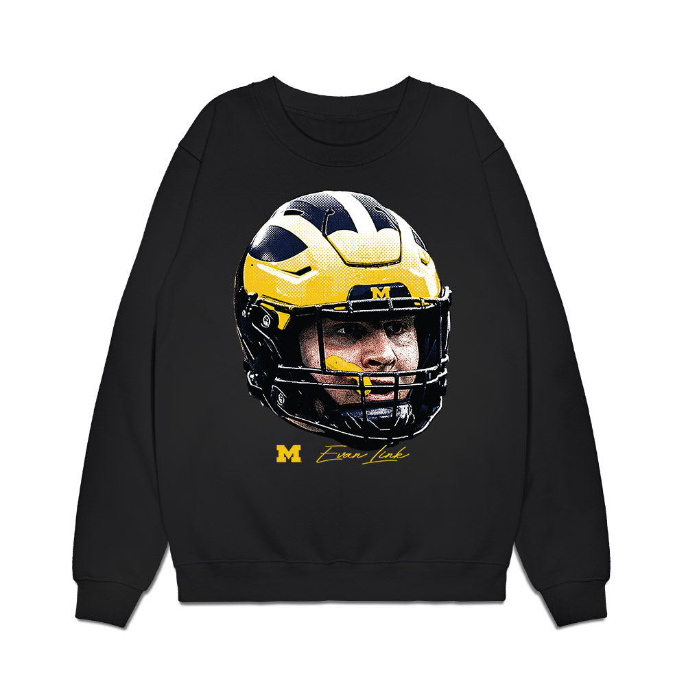Michigan - NCAA Football : Evan Link - Gameface Premium Crewneck Sweatshirt-0