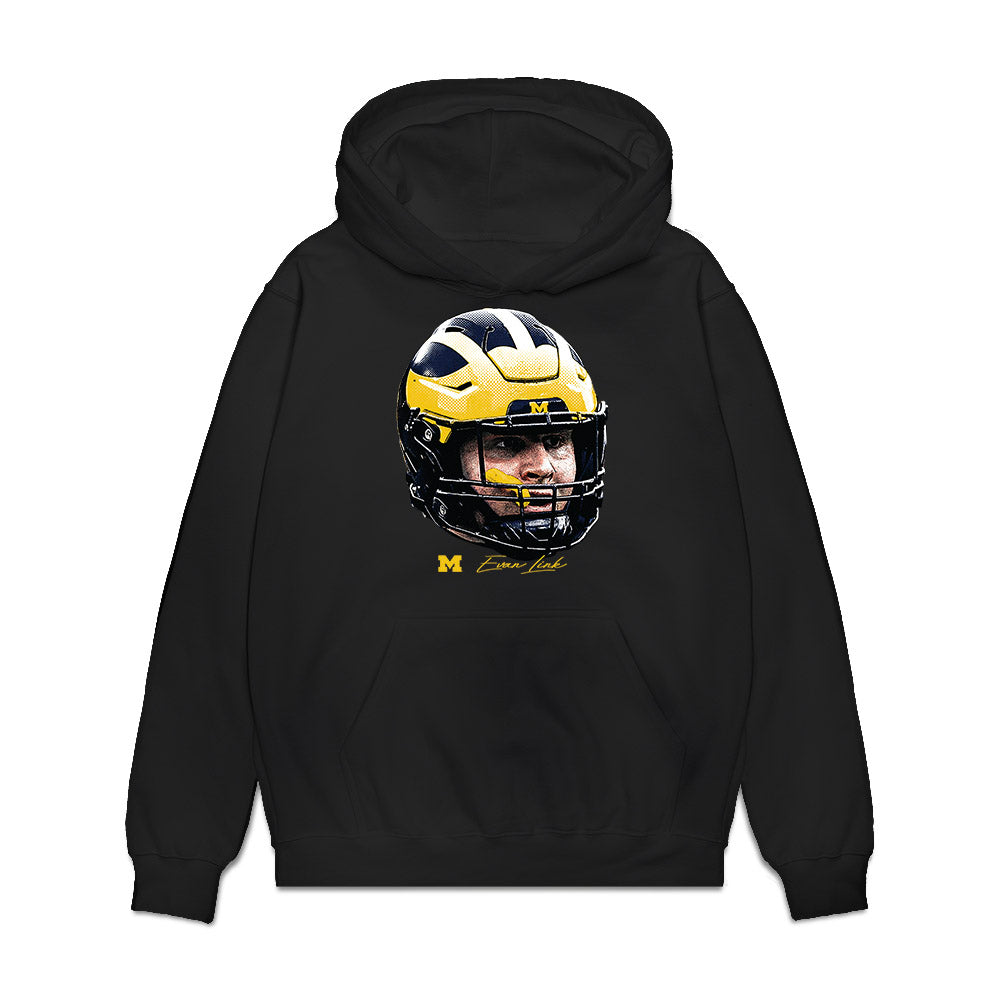 Michigan - NCAA Football : Evan Link - Gameface Premium Hooded Sweatshirt-0