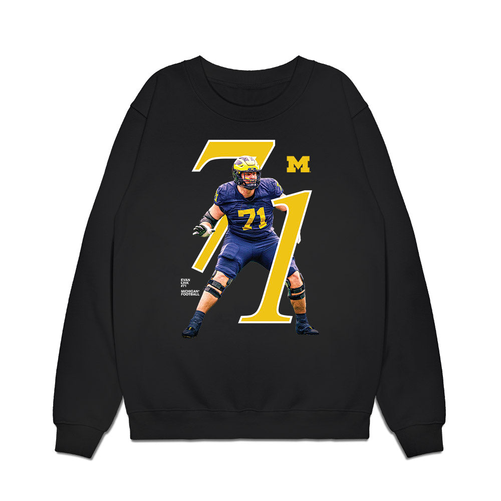 Michigan - NCAA Football : Evan Link - Breakthrough Premium Crewneck Sweatshirt-0