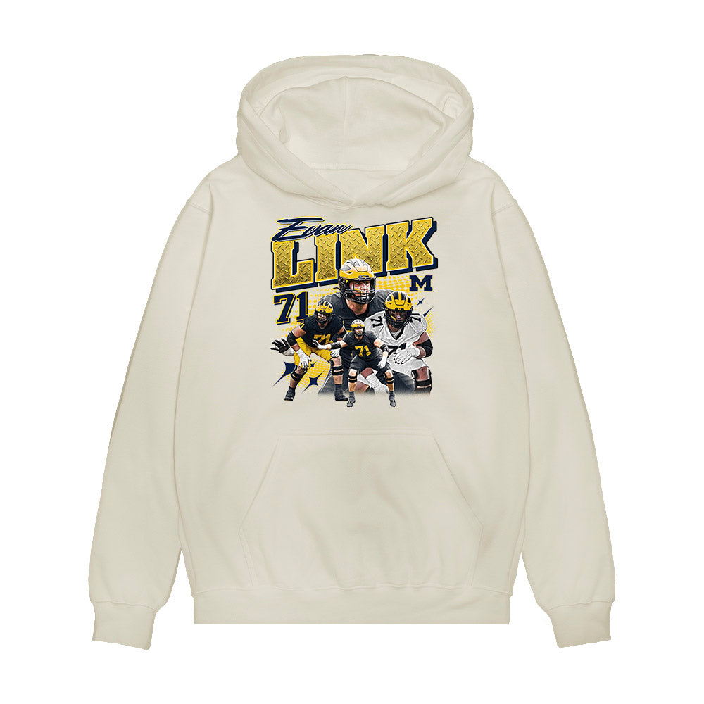 Michigan - NCAA Football : Evan Link - Collage Premium Hooded Sweatshirt-0