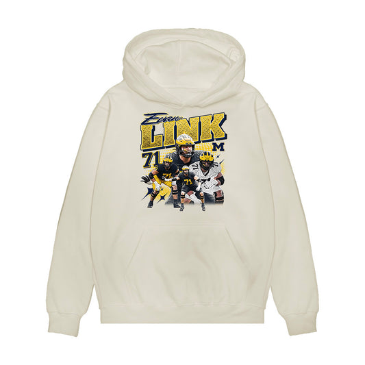 Michigan - NCAA Football : Evan Link - Collage Premium Hooded Sweatshirt-0