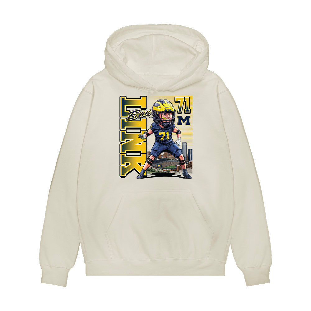 Michigan - NCAA Football : Evan Link - Bobblehead Premium Hooded Sweatshirt-0