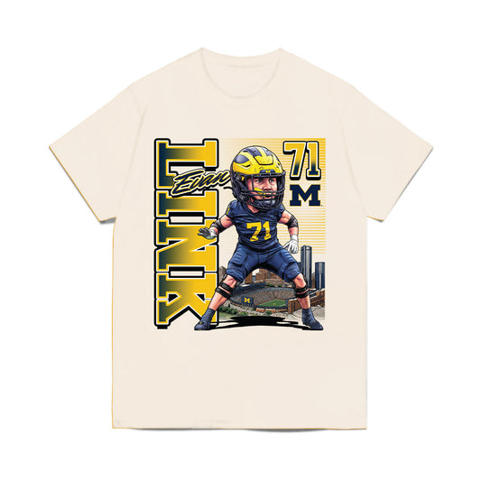Michigan - NCAA Football : Evan Link - Bobblehead Comfort Colors T-Shirt-0