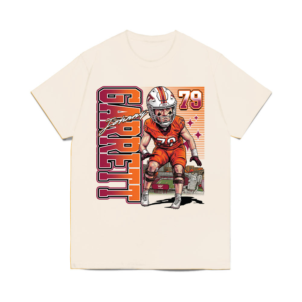 Virginia Tech - NCAA Football : Johnny Garrett - Caricature Comfort Colors T-Shirt-0