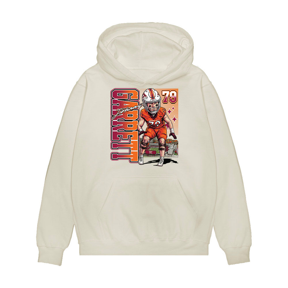 Virginia Tech - NCAA Football : Johnny Garrett - Caricature Premium Hooded Sweatshirt-0