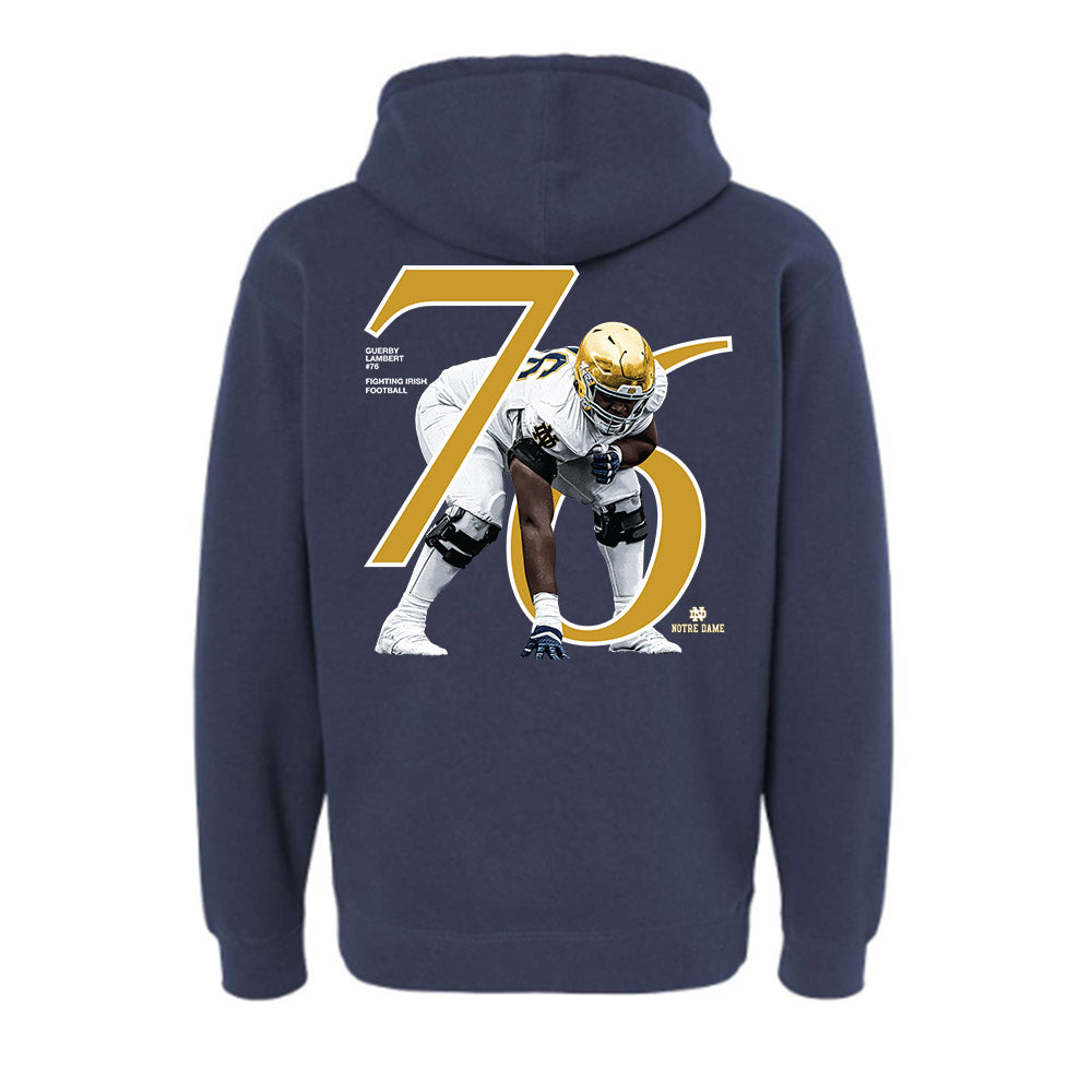 Notre Dame - NCAA Football : Guerby Lambert - Breakthrough Hooded Pullover Sweatshirt-1