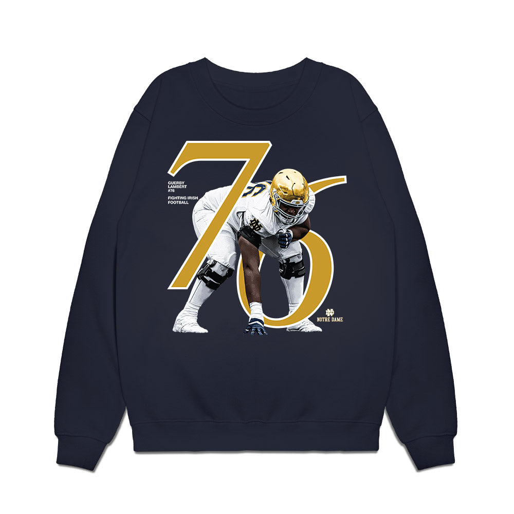 Notre Dame - NCAA Football : Guerby Lambert - Breakthrough Premium Crewneck Sweatshirt-0