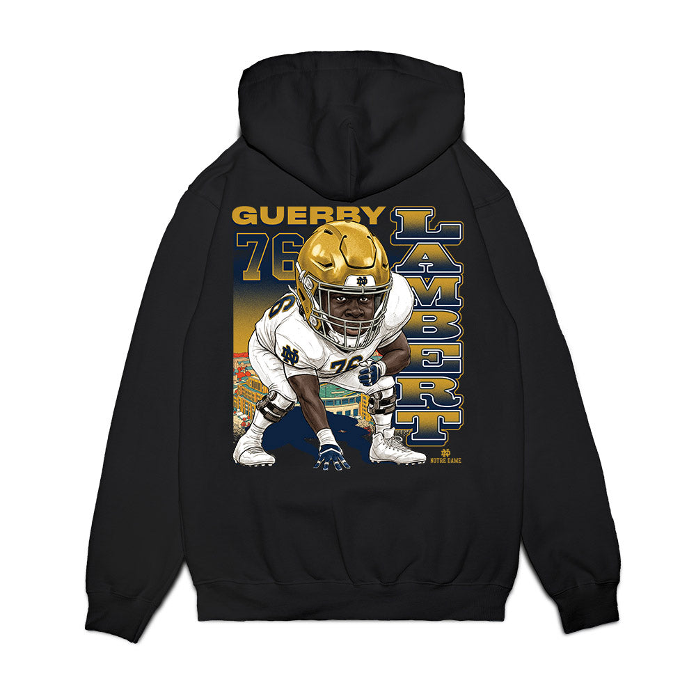 Notre Dame - NCAA Football : Guerby Lambert - Caricature Premium Hooded Sweatshirt-1