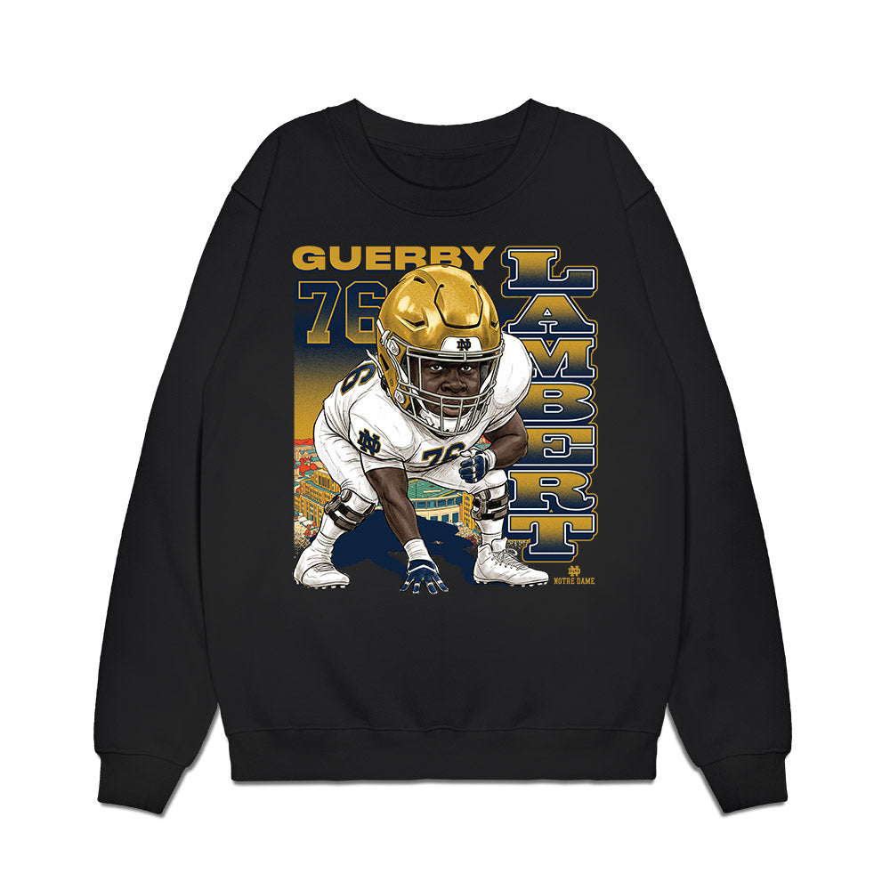 Notre Dame - NCAA Football : Guerby Lambert - Caricature Premium Crewneck Sweatshirt-0