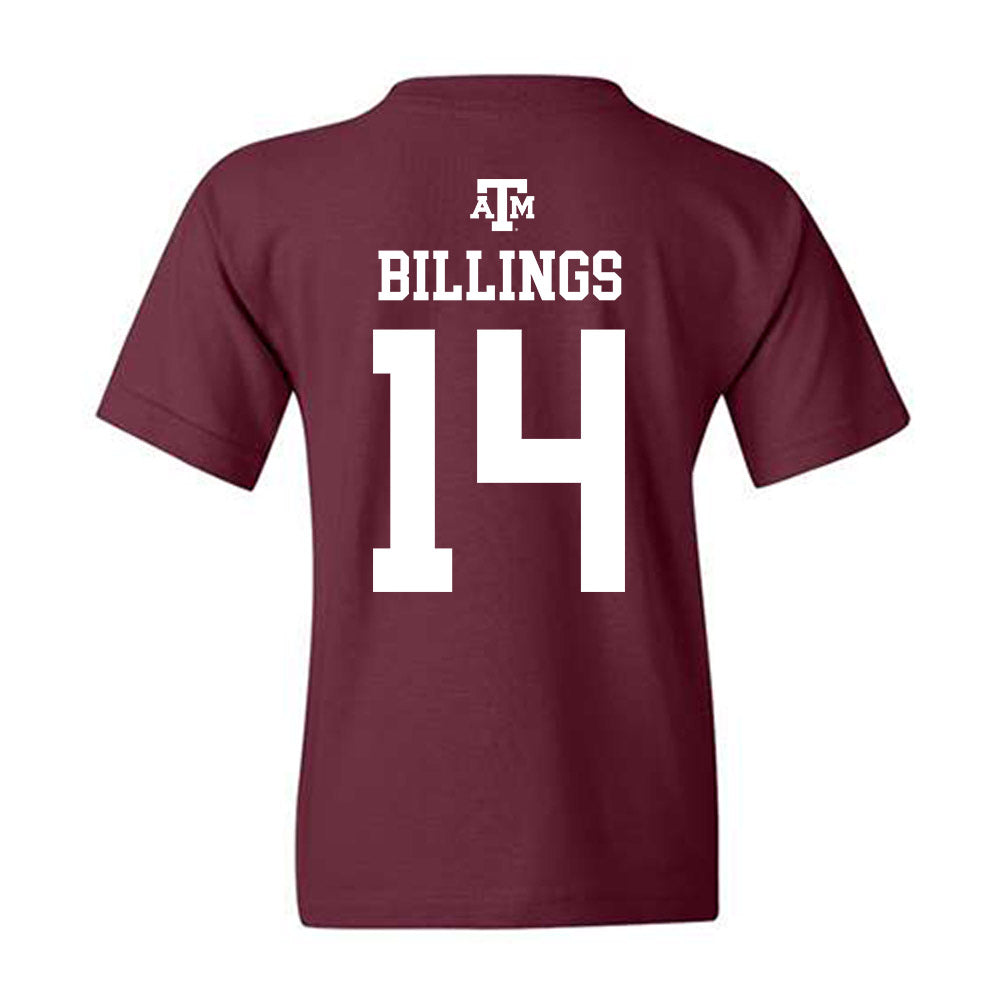 Texas A&M - NCAA Baseball : Luke Billings - Maroon Out 2026 Youth T-Shirt-1