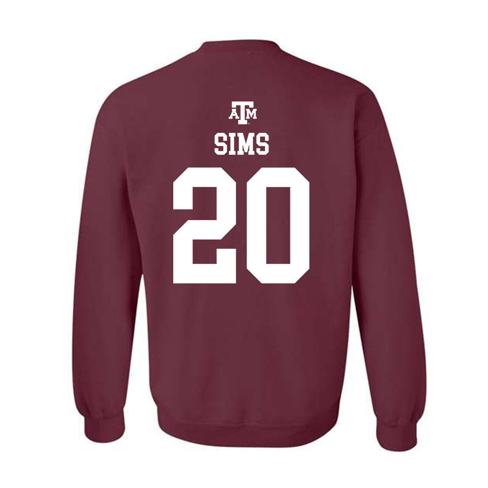 Texas A&M - NCAA Baseball : Aiden Sims - Maroon Out 2026 Crewneck Sweatshirt-1